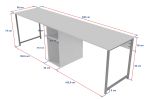 Twin Study Desk dvojitý psací stůl, bílá / zlatá Twin Study Desk dvojitý psací stůl, bílá / zlatá
