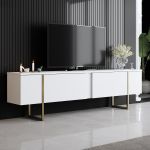 Luxe TV stolek na nožičkách, bílá / zlatá Luxe TV stolek na nožičkách, bílá / zlatá