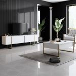Luxe TV stolek na nožičkách, bílá / zlatá Luxe TV stolek na nožičkách, bílá / zlatá