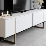 Luxe TV stolek na nožičkách, bílá / zlatá Luxe TV stolek na nožičkách, bílá / zlatá