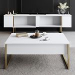 Luxe TV stolek na nožičkách, bílá / zlatá Luxe TV stolek na nožičkách, bílá / zlatá