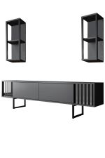 Chrome Line stylová obývací stěna, antracit / černá Chrome Line stylová obývací stěna, antracit / černá