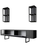 Chrome Line stylová obývací stěna, antracit / černá Chrome Line stylová obývací stěna, antracit / černá