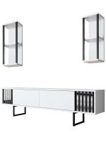 Chrome Line stylová obývací stěna, bílá / černá Chrome Line stylová obývací stěna, bílá / černá