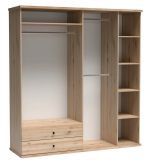 Šatní skříň se zrcadlem 200, barva dub artisan/černá Šatní skříň se zrcadlem 200, barva dub artisan/černá