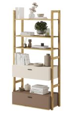 Regál se 2 zásuvkami 85 LIMERA barva dub artisan/béžová/lanýž Regál se 2 zásuvkami 85 LIMERA barva dub artisan/béžová/lanýž