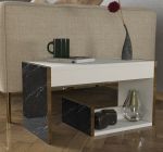 Odkládací příruční stolek PEDRO bílá/marble Odkládací příruční stolek PEDRO bílá/marble