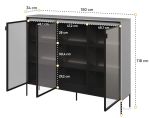 Vitrína 3D s LED IPOLIS šedá/černá Vitrína 3D s LED IPOLIS šedá/černá