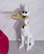Socha/mísa CANE 74 CM bílá/zlatá Socha/mísa CANE 74 CM bílá/zlatá