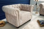 Křeslo CHESTERFIELD 110 CM šampaňské samet Křeslo CHESTERFIELD 110 CM šampaňské samet