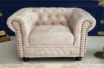 Křeslo CHESTERFIELD 110 CM šampaňské samet Křeslo CHESTERFIELD 110 CM šampaňské samet