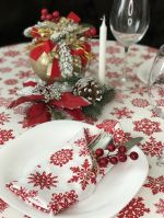 Vánoční prostírání na stůl 30x45 CM červené sněhové vločky na bílém podkladu Vánoční prostírání na stůl 30x45 CM červené sněhové vločky na bílém podkladu