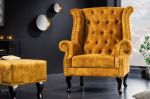 Křeslo CHESTERFIELD tmavě žluté samet Křeslo CHESTERFIELD tmavě žluté samet