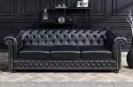 Pohovka CHESTERFIELD 3M 205 CM černá umělá kůže Pohovka CHESTERFIELD 3M 205 CM černá umělá kůže