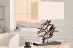 Stolní lampa WAVE 60 CM béžová masiv teak Stolní lampa WAVE 60 CM béžová masiv teak