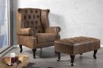 Křeslo ušák CHESTERFIELD antik hnědé mikrovlákno Křeslo ušák CHESTERFIELD antik hnědé mikrovlákno