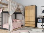 Šatní skříň Malvína 2S-90 antracit/dub artisan