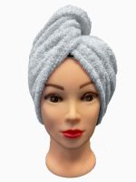 Rychleschnoucí froté turban na vlasy, světle šedý Rychleschnoucí froté turban na vlasy, světle šedý