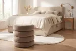 Taburet s ÚP VOQUE 40 CM greige samet Taburet s ÚP VOQUE 40 CM greige samet