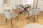 2SET jídelní židle LYON modrá kostkovaná bouclé 2SET jídelní židle LYON modrá kostkovaná bouclé