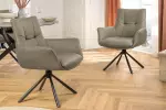 2SET jídelní židle SIGNATURE taupe/černá pravá kůže otočná 2SET jídelní židle SIGNATURE taupe/černá pravá kůže otočná