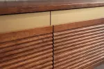 Závěsný televizní stolek MONZA 160 CM hnědý/zlatý masiv mango