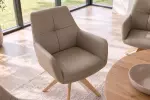Jídelní židle ALMARA otočná 360° taupe/přírodní pravá kůže