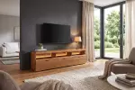 Televizní stolek GRAND s LED osvětlením 180 CM hnědý masiv mango Televizní stolek GRAND s LED osvětlením 180 CM hnědý masiv mango