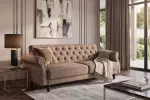 Pohovka MAISON BELLE 220 CM greige samet rozkládací Pohovka MAISON BELLE 220 CM greige samet rozkládací