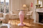 Barový stolek ICE CREAM 90 CM růžový/bílý Barový stolek ICE CREAM 90 CM růžový/bílý