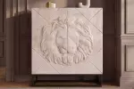 Vysoká komoda LION 3D 120 CM krémová masiv mango
