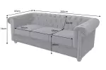 Pohovka CHESTERFIELD 3M 205 CM černá samet Pohovka CHESTERFIELD 3M 205 CM černá samet