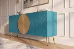 Komoda AURUM 180 CM tyrkysová/zlatá masiv mango