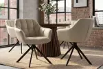2SET jídelní židle PAPILLON béžová/černá pravá kůže otočná 2SET jídelní židle PAPILLON béžová/černá pravá kůže otočná