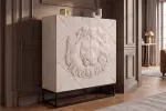 Vysoká komoda LION 3D 120 CM krémová masiv mango