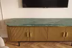 Televizní stolek VENEZIANO 160 CM zelený mramor/masiv mango Televizní stolek VENEZIANO 160 CM zelený mramor/masiv mango