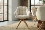 2SET jídelní židle PAPILLON šampaňská béžová/přírodní žinylková tkanina otočná