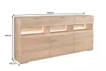 Komoda GRAND s LED osvětlením 180 CM hnědá masiv mango