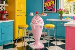Barový stolek ICE CREAM 90 CM růžový/bílý Barový stolek ICE CREAM 90 CM růžový/bílý