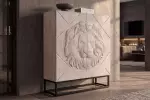 Vysoká komoda LION 3D 120 CM krémová masiv mango