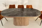 Jídelní stůl UNIQUE 200 CM šedý mramor/dýha ořech Jídelní stůl UNIQUE 200 CM šedý mramor/dýha ořech