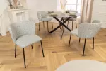 2SET jídelní židle LYON modrá kostkovaná bouclé 2SET jídelní židle LYON modrá kostkovaná bouclé