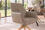 Jídelní židle ALMARA otočná 360° taupe/přírodní pravá kůže