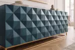 Komoda VULCANO 3D 180 CM tyrkysová/zlatá masiv mango Komoda VULCANO 3D 180 CM tyrkysová/zlatá masiv mango