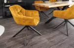 2SET jídelní židle PAPILLON tmavě žlutá samet otočná 2SET jídelní židle PAPILLON tmavě žlutá samet otočná