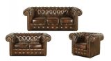 Sedací souprava Chesterfield Classic 3+2+1 kůže hnědá Sedací souprava Chesterfield Classic 3+2+1 kůže hnědá