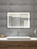 Zrcadlo STARLIGHT BLACK 100x70 CM s LED podsvícením po celém obvodu v černém kovovém rámu Zrcadlo STARLIGHT BLACK 100x70 CM s LED podsvícením po celém obvodu v černém kovovém rámu
