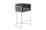 Barová židle ELEGANCE 88 CM šedá/stříbrná samet Barová židle ELEGANCE 88 CM šedá/stříbrná samet