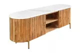 Televizní stolek TRES CHIC 140 CM bílá/přírodní mramor/masiv mango Televizní stolek TRES CHIC 140 CM bílá/přírodní mramor/masiv mango