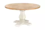 Kulatý jídelní stůl HAMPTONS 120 CM světle hnědý/krémový masiv borovice Kulatý jídelní stůl HAMPTONS 120 CM světle hnědý/krémový masiv borovice